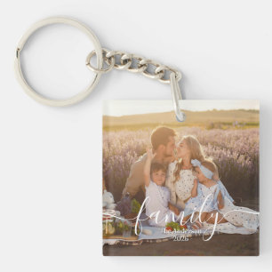 Custom Family Photo - Personalized Last Name  Key Ring