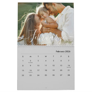 Custom Family Photo Personalized Modern Gray Calendar