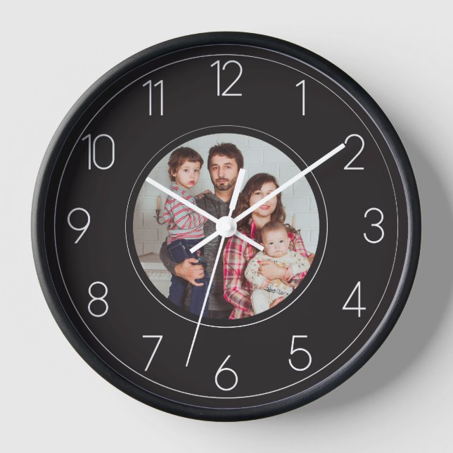 Custom Family Photo Personalized Wall Clock (Front)