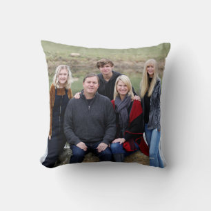Custom Family Photo Quote Rustic Wood Double Sided Cushion