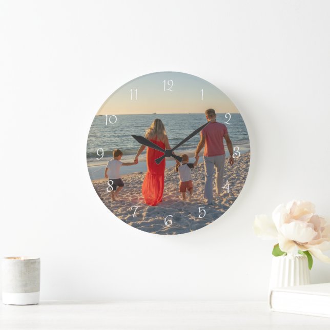 Custom Family Photo Round Large Clock (Home)