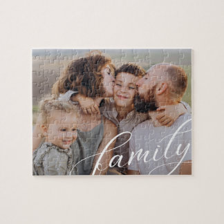 Custom Family Photo Script Jigsaw Puzzle