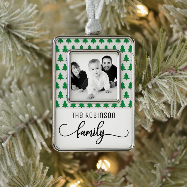 CUSTOM FAMILY PHOTO SILVER PLATED FRAMED ORNAMENT (Tree)