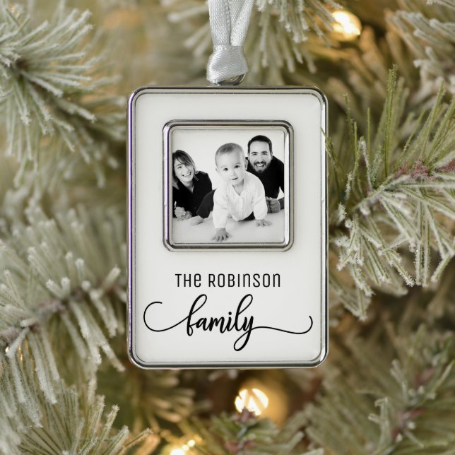 CUSTOM FAMILY PHOTO SILVER PLATED FRAMED ORNAMENT (Tree)