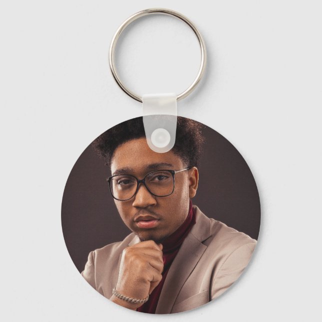 Custom family photo simple minimalist  key ring (Front)