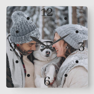 Custom Family Photo Square Wall Clock