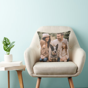 Custom Family Photo Throw Pillow