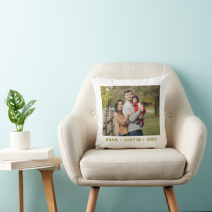 Custom Family Photo Throw Pillow