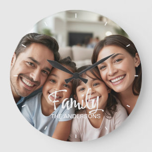 Custom Family Photo Trend Script Name Personalised Large Clock