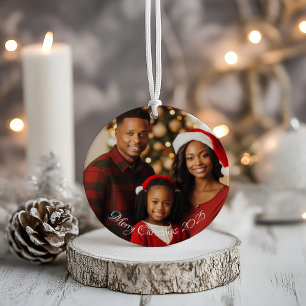 Custom Family Photo Two Sided Christmas Ornament