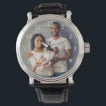 Custom Family Photo White Numbers Watch<br><div class="desc">Turn a family photo into a treasured keepsake he can use every day. This watch features simple white sans serif numbers surrounding space for your favourite photograph. Easily replace the sample image with your own.</div>