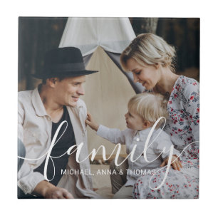Custom family photo with custom name ceramic tile
