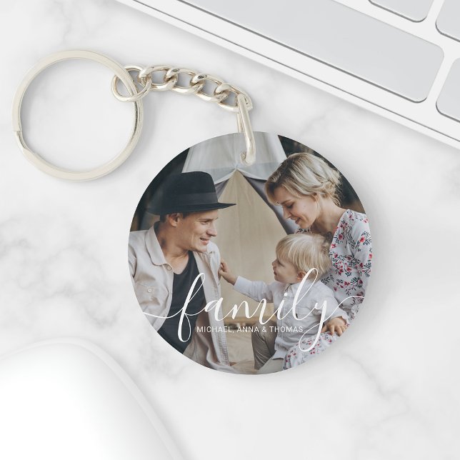 Custom family photo with custom name key ring (Creator Uploaded)