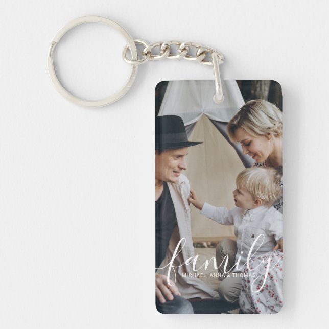 Custom family photo with custom name key ring (Front)