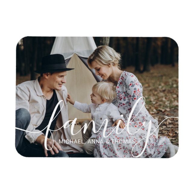 Custom family photo with custom name magnet (Horizontal)