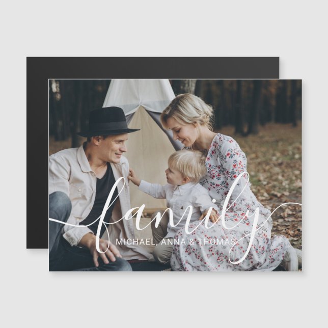 Custom family photo with custom name magnetic invitation (Front/Back)