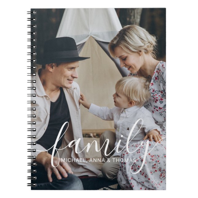 Custom family photo with custom name notebook (Front)