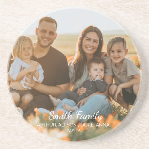 Custom family photo with custom names  coaster