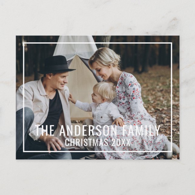 Custom family photo with family name postcard (Front)