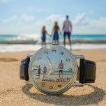 Custom family photo with text watch<br><div class="desc">Add Your favourite photo from a summer vacation,  travel,  kids,  girlfriend/boyfriend or pet.  Black numbers.  Template for your text,  black letters.</div>