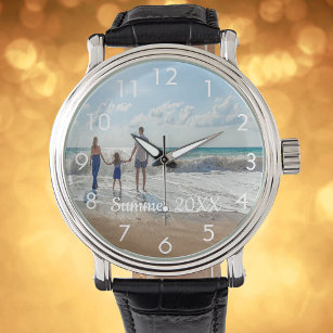 Custom family photo with text watch white