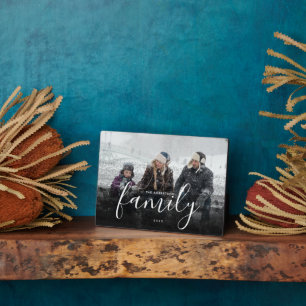 Custom Family Photography Black Abstract Overlay Plaque