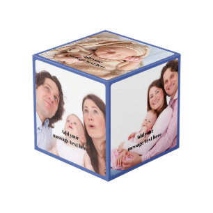 Custom Family Photos   Fathers Day Blue Photo Cube