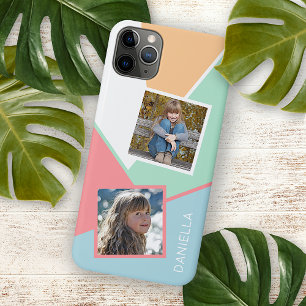 Custom Family Photos on Geometric Mosaic Pattern iPhone 16 Pro Max Case