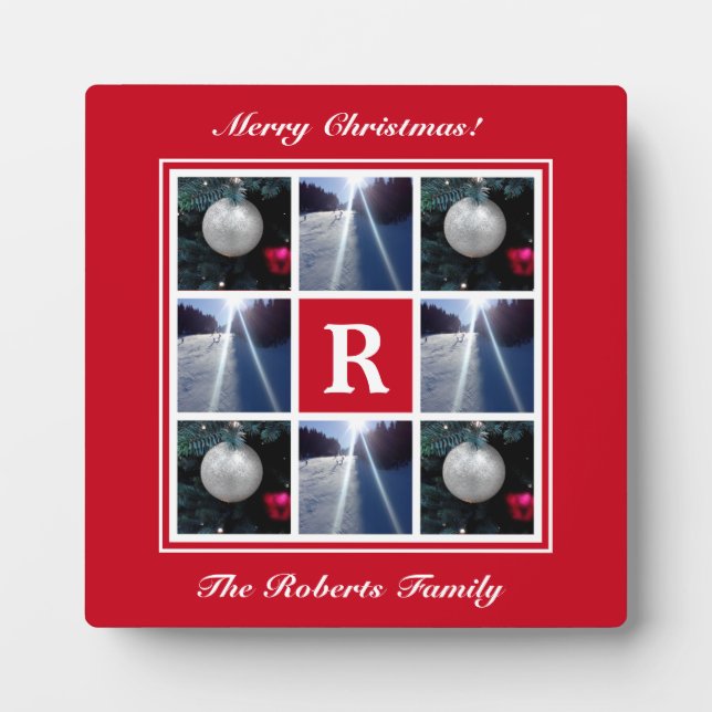 Custom family pictures Christmas photo collage Plaque (Front)