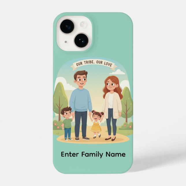 Custom Family Portrait Our Tribe Our Love iPhone Case (Back)