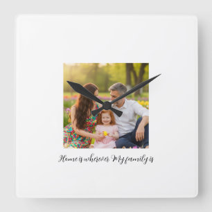 Custom Family Portrait Personalised Message Square Wall Clock