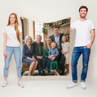 Custom Family Portrait Photo Fleece Blanket