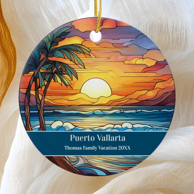 Custom Family Puerto Vallarta Beach Vacation Ceramic Ornament (Creator Uploaded)