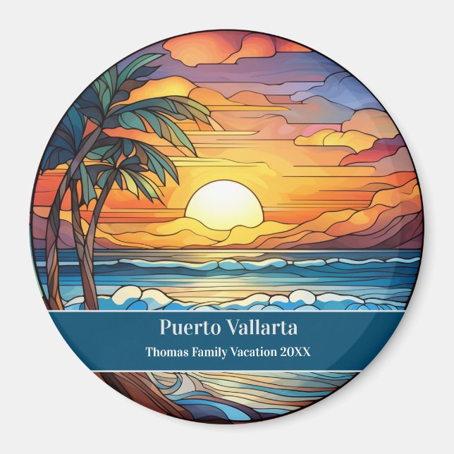 Custom Family Puerto Vallarta Beach Vacation Magnet (Front)