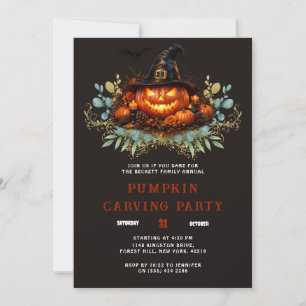 Custom Family Pumpkin Carving Halloween Party  Invitation