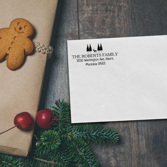 Custom Family Return Address, Christmas Rubber Stamp (Creator Uploaded)