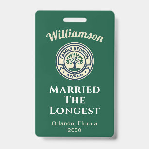 Custom Family Reunion Award ID Badge