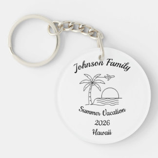 Custom Family Reunion Beach Summer Vacation White Key Ring