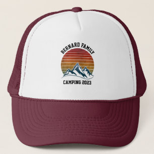 CUSTOM FAMILY REUNION CAMPING SUNSET MOUNTAIN TRIP TRUCKER HAT