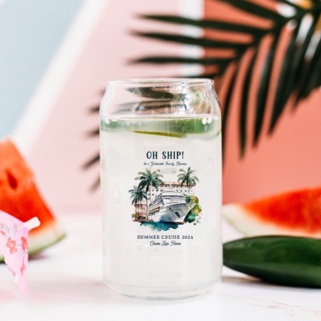 Custom Family Reunion Cruise Ship Summer Vacation Can Glass (Creator Uploaded)