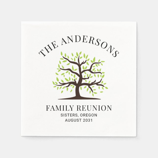 Custom Family Reunion Genealogy Tree Napkin (Front)