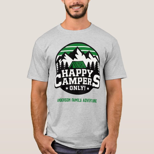 Custom Family Reunion Happy Campers Mountain T-Shirt (Front)