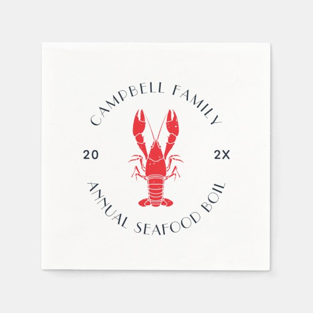 Custom Family Reunion Lobster Boil Summer Napkin (Front)