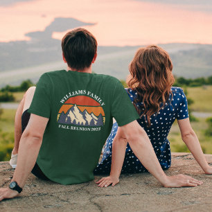 Custom Family Reunion Mountain Sunset Pocket Name T-Shirt