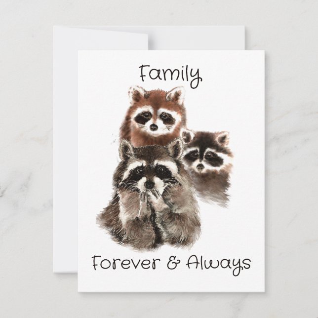 Custom Family Reunion Raccoons Blowing Kisses Fun Invitation (Front)