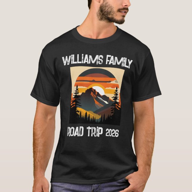 Custom Family Reunion Road Trip Mountain Sunset  T-Shirt (Front)