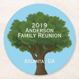 Custom Family Reunion Round Paper Coaster