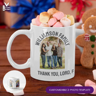 Custom FAMILY REUNION Souvenir 3 Photo Christmas Coffee Mug