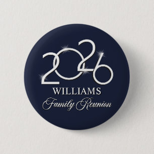 Custom Family Reunion Souvenir Pin, Navy Silver 6 Cm Round Badge
