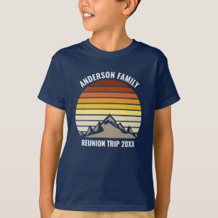 Custom Family Reunion Vintage Sunset Mountain Kids T-Shirt
